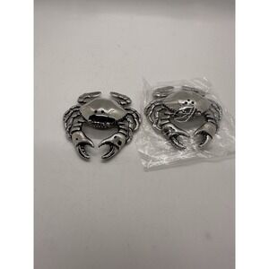 Mud Pie Crab Salt and Pepper Shakers Silver Coastal‎ Nautical Beach Decor